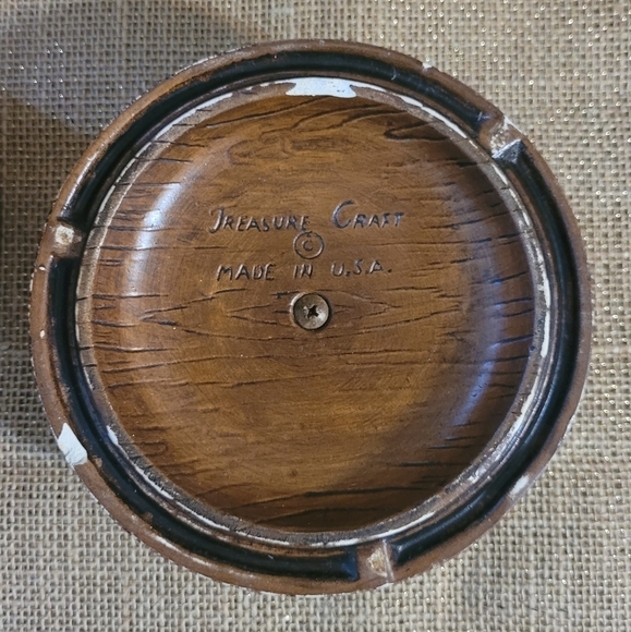 Vintage Treasure Craft Coffee Canister Faux Bois Wood Look Ceramic Tree & Leaves - Picture 8 of 9